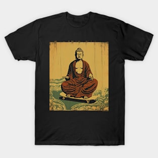 Buddha Skateboarding | Retro Skateboard | Funny Buddha #3 T-Shirt